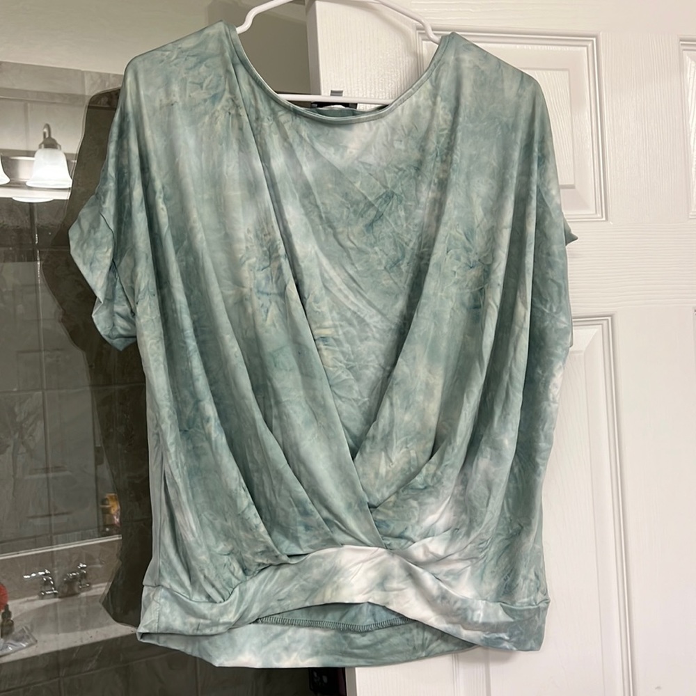 Brand New White Birch Sage green tie dye top in size S